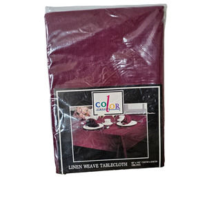 Color Classics Linen Weave Burgundy Table Cloth 60" X 102" Oblong